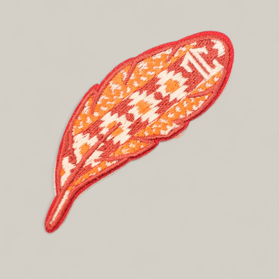 Red Floral Feather Patch