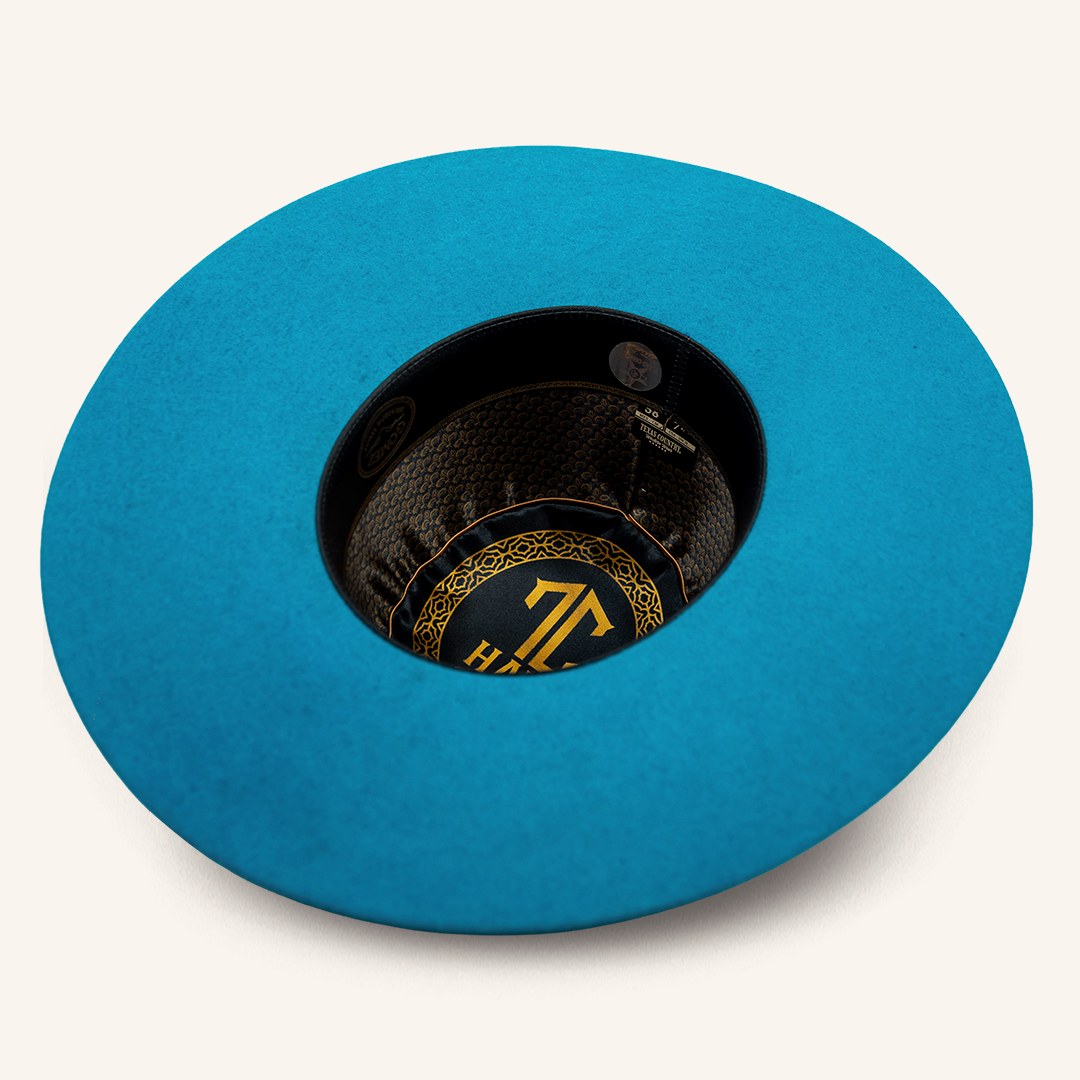6X Felt Hat, Open Crown Hat, Open Crown Cowboy Hat, Turquoise Felt Hat, Turquoise Cowboy Hat, Custom Cowboy Hat, Custom Hat, Rabbit Fur Felt Hat, Premium Felt Hat, Handmade Hat, Premium Cowboy Hat, Luxury Cowboy Hat, Turquoise Fashion Hat, Modern Hat, Stylish Hat, Personalized Hat, Hat Customization, Hat Shaping, Crown Shaping, Brim Shaping, Open Crown Felt Hat, Men's Hat, Women's Hat, Unisex Hat, Fashion Hat, Festival Hat, Concert Hat, Everyday Hat, Boutique Hat, Premium Headwear, Luxury Headwear, Statemen