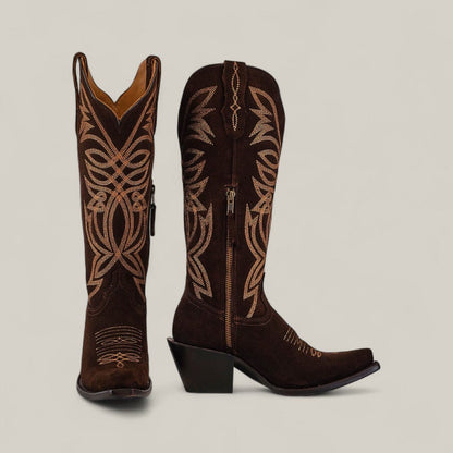 Kellie Suede Brownie Leather Sole – Tall Shaft – Snip Toe