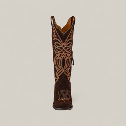 Kellie Suede Brownie Leather Sole – Tall Shaft – Snip Toe